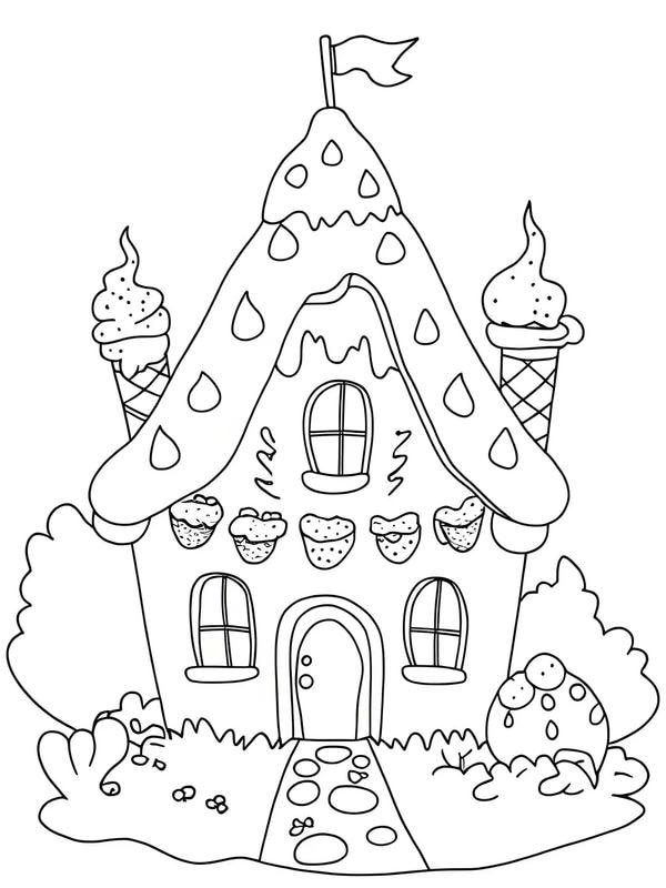 tô màu ngôi nhà bánh kẹo 1