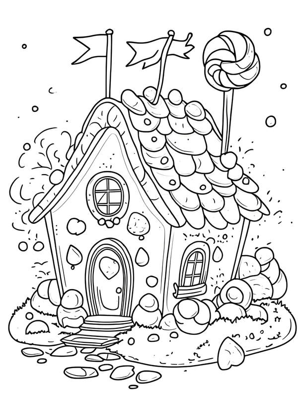 tô màu ngôi nhà bánh kẹo 11