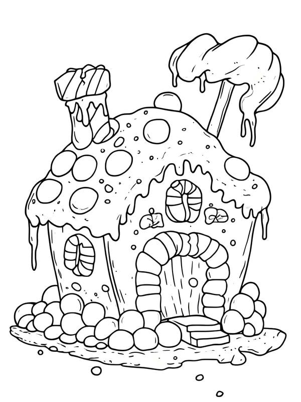 tô màu ngôi nhà bánh kẹo 3