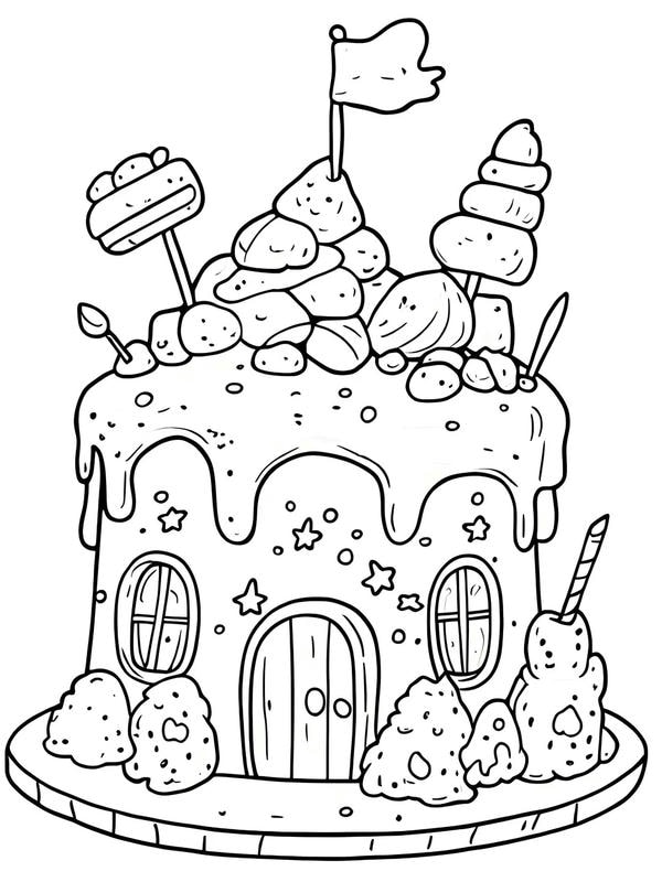 tô màu ngôi nhà bánh kẹo 35