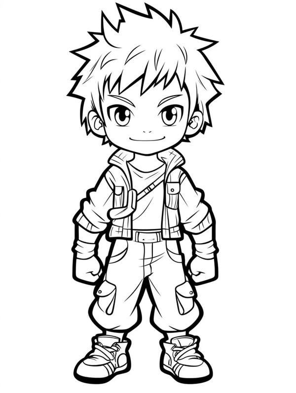 tranh tô màu anime boy 17