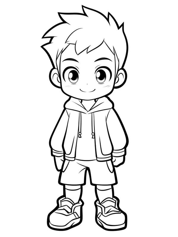 tranh tô màu anime boy 19