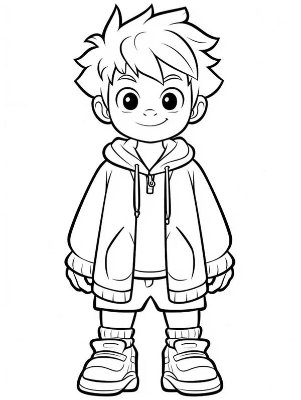 tranh tô màu anime boy 21