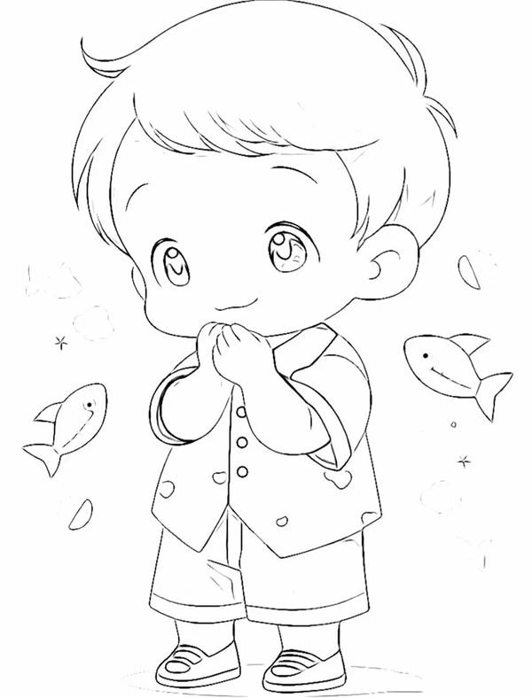 tranh tô màu anime boy 4