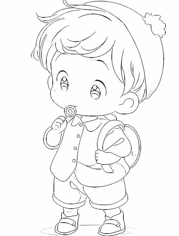 tranh tô màu anime chibi boy