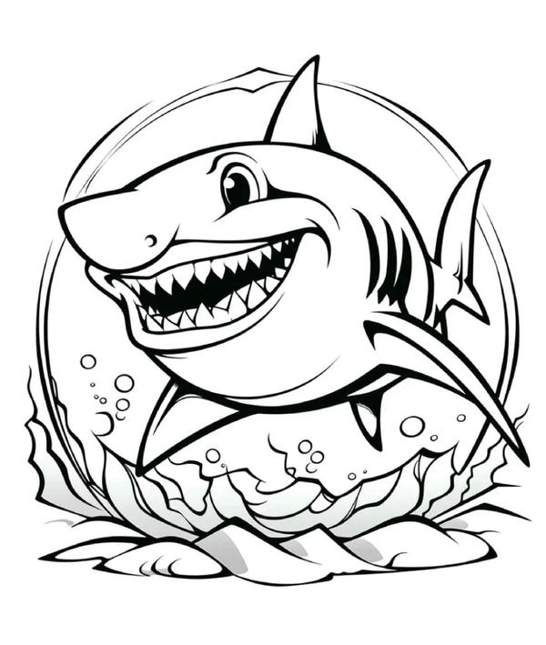 tranh tô màu cá mập​ 27