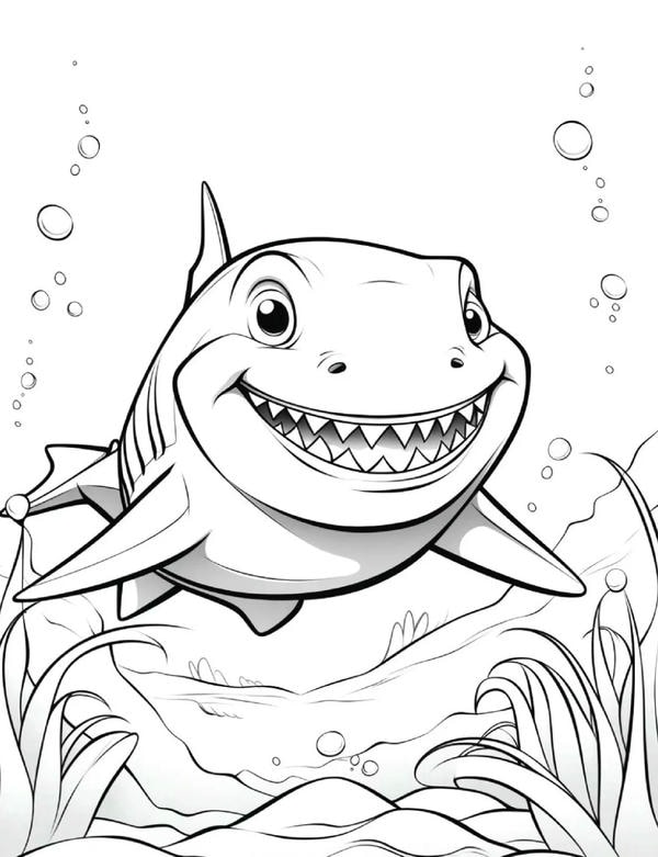 tranh tô màu cá mập​ 29