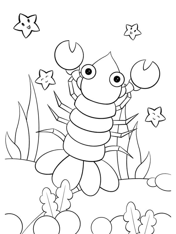 tranh tô màu cho bé hình con tôm