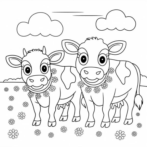 tranh tô màu con bò 21