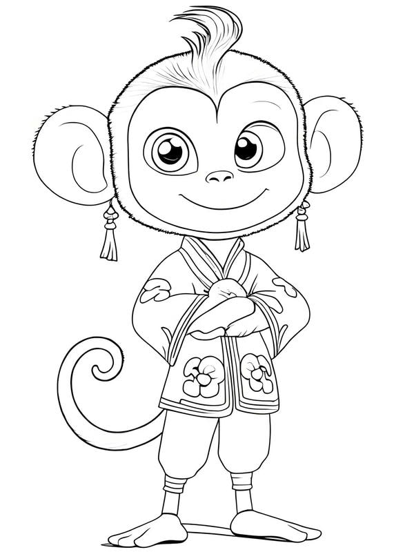 tranh tô màu con khỉ 8