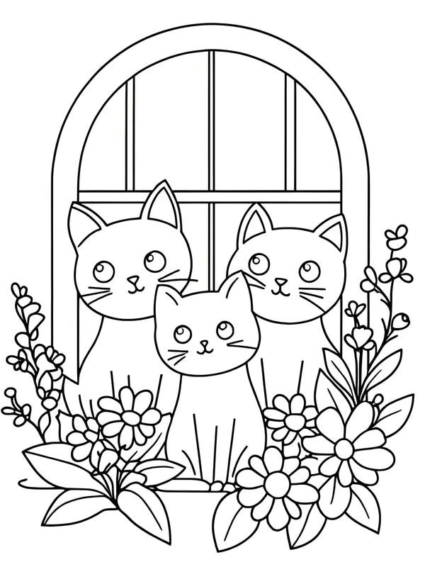 tranh tô màu con mèo 15
