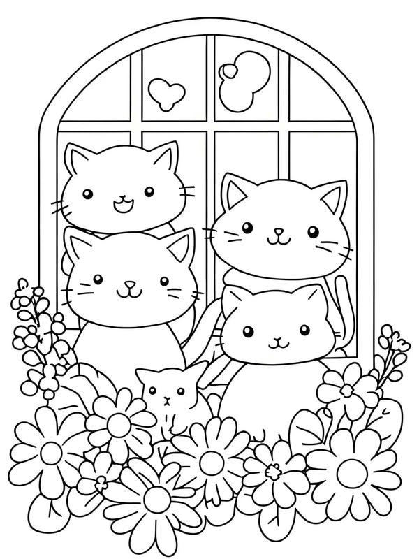 tranh tô màu con mèo 4