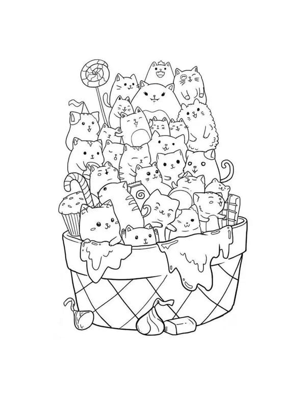 tranh tô màu con mèo dễ thương