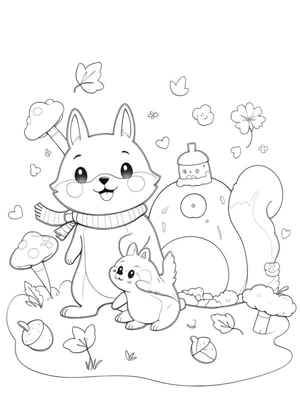 tranh tô màu con sóc