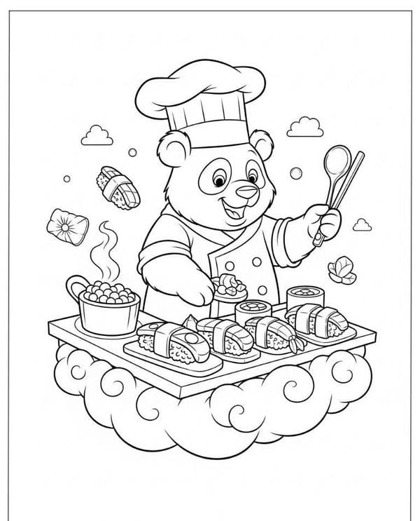 tranh tô màu gấu trúc 14