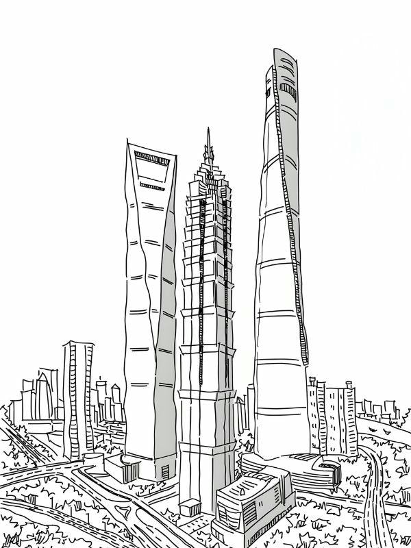 tranh tô màu ngôi nhà cao tầng 1