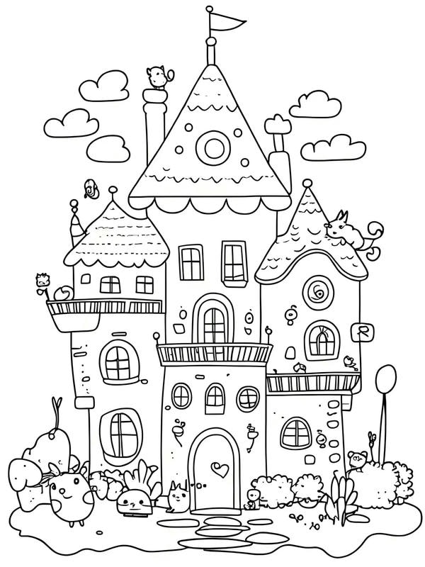 tranh tô màu ngôi nhà cao tầng 12