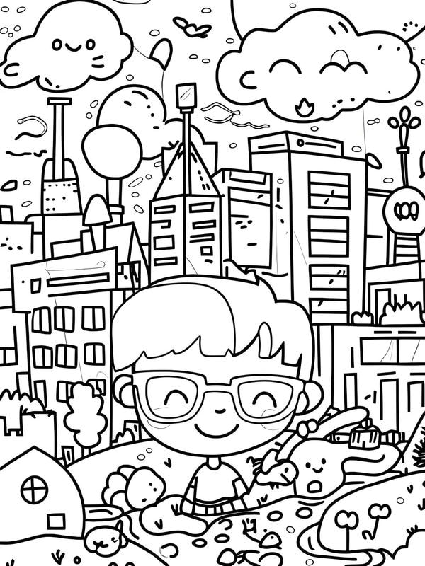 tranh tô màu ngôi nhà cao tầng 15