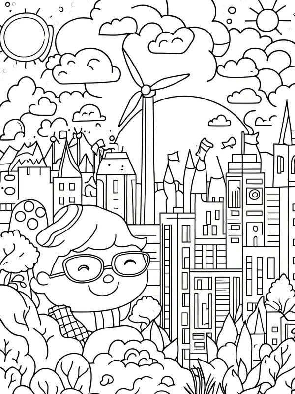 tranh tô màu ngôi nhà cao tầng 17