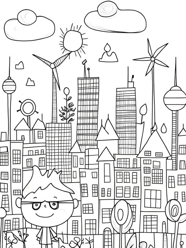 tranh tô màu ngôi nhà cao tầng 18