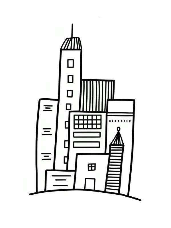 tranh tô màu ngôi nhà cao tầng 2