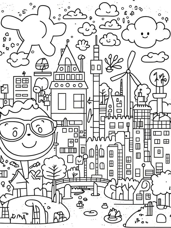 tranh tô màu ngôi nhà cao tầng 20