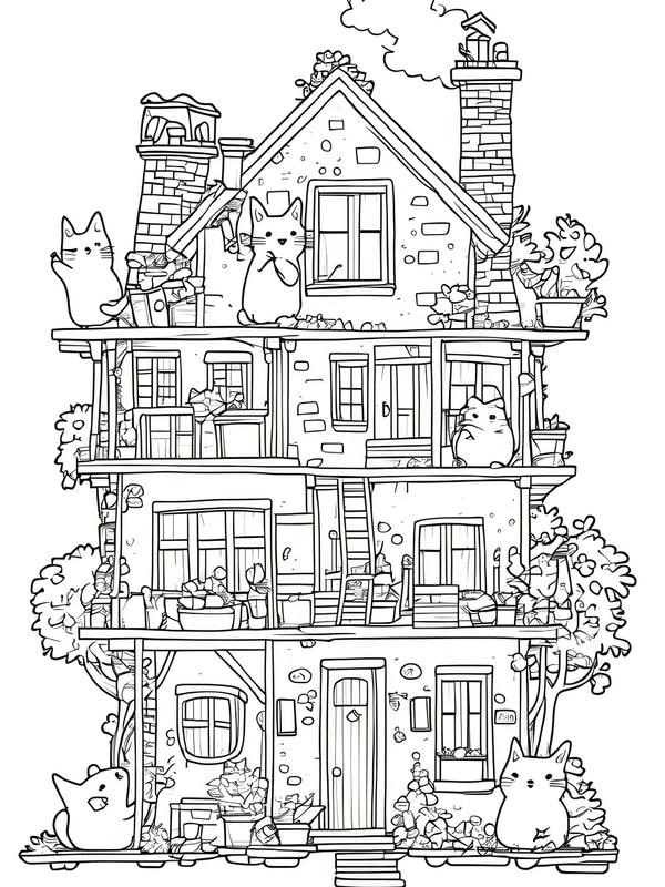 tranh tô màu ngôi nhà cao tầng 21