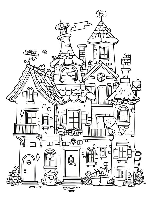 tranh tô màu ngôi nhà cao tầng 23