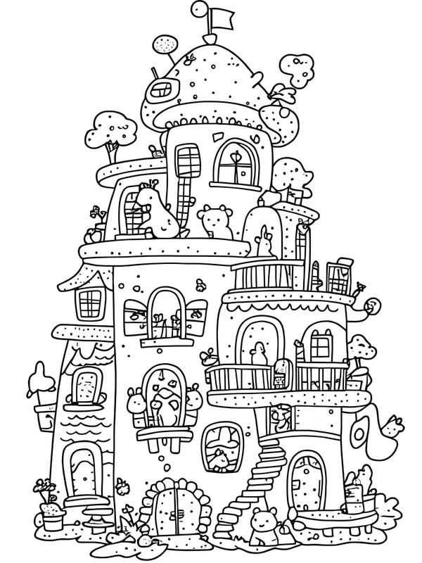 tranh tô màu ngôi nhà cao tầng 26