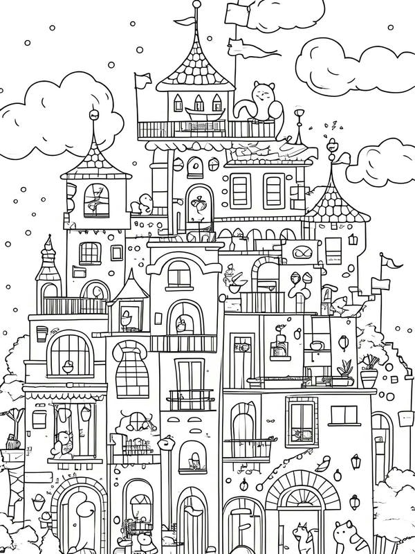 tranh tô màu ngôi nhà 