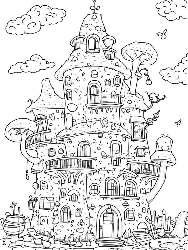 tranh tô màu ngôi nhà cao tầng 28