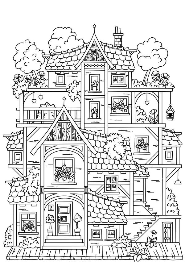 tranh tô màu ngôi nhà cao tầng 33