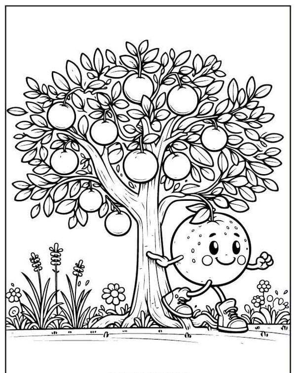 tranh tô màu quả cam 14