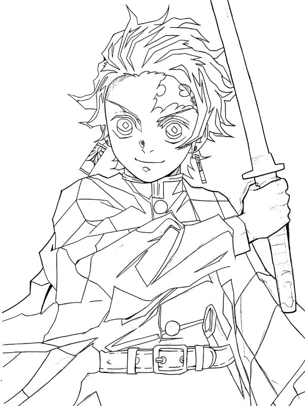 tranh tô màu tanjiro 1