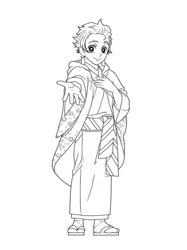 tranh tô màu tanjiro 26