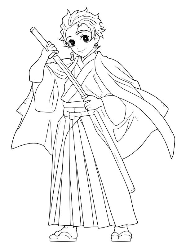 tranh tô màu tanjiro 28