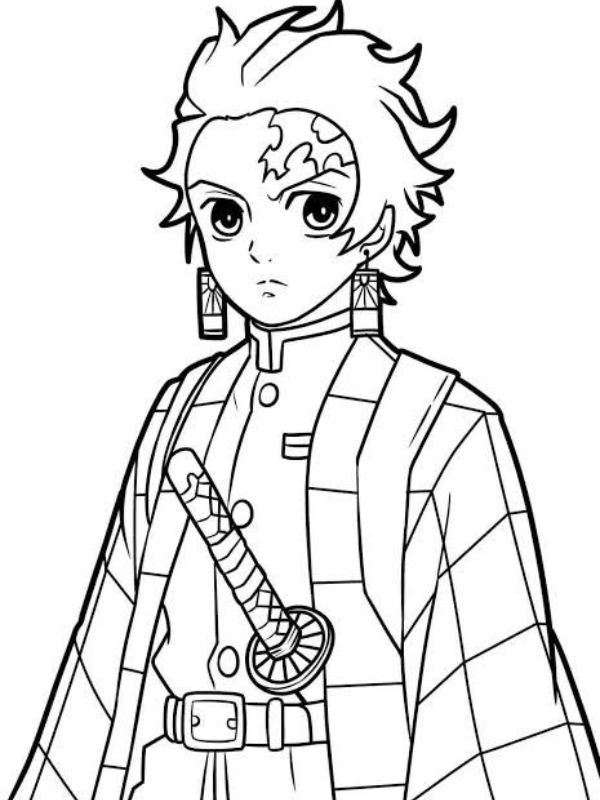 tranh tô màu tanjiro 4