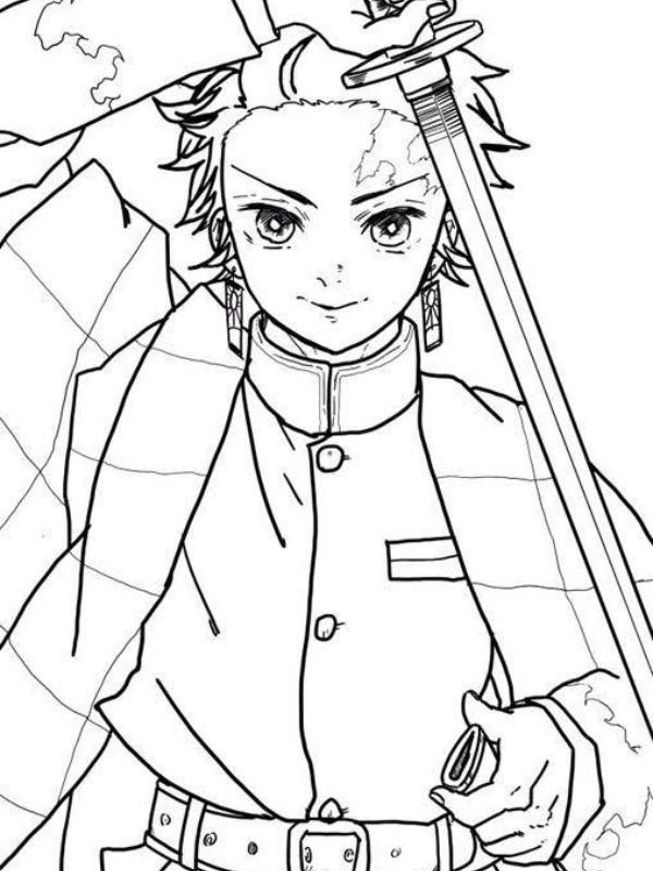 tranh tô màu tanjiro 5
