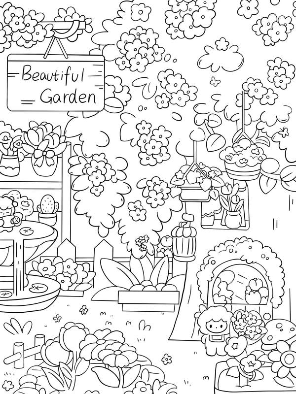 tranh tô màu vườn hoa 11
