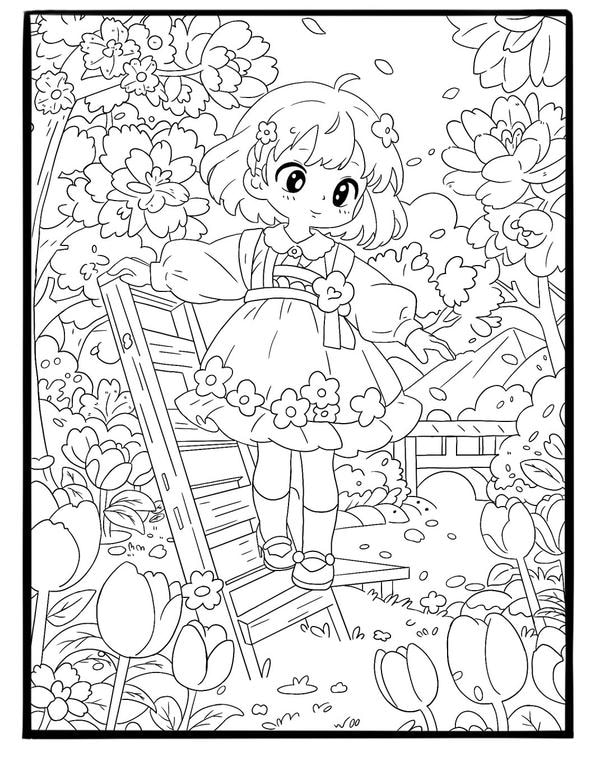 tranh tô màu vườn hoa 21