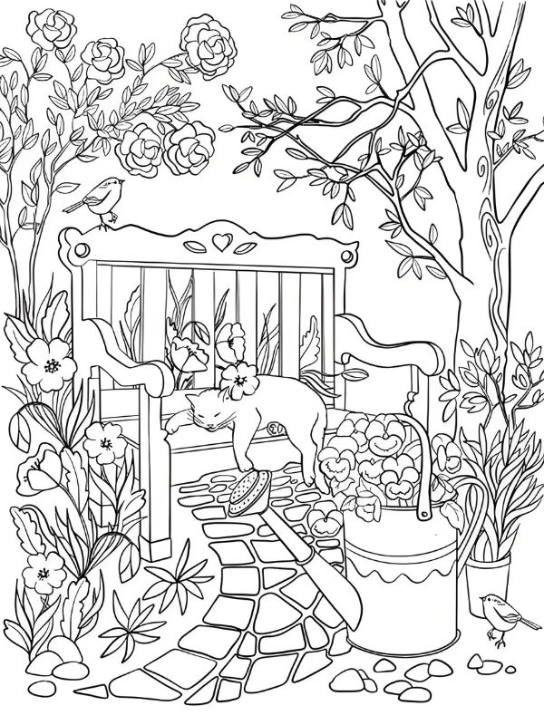 tranh tô màu vườn hoa 3