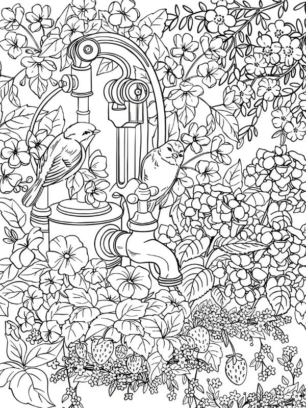 tranh tô màu vườn hoa 6