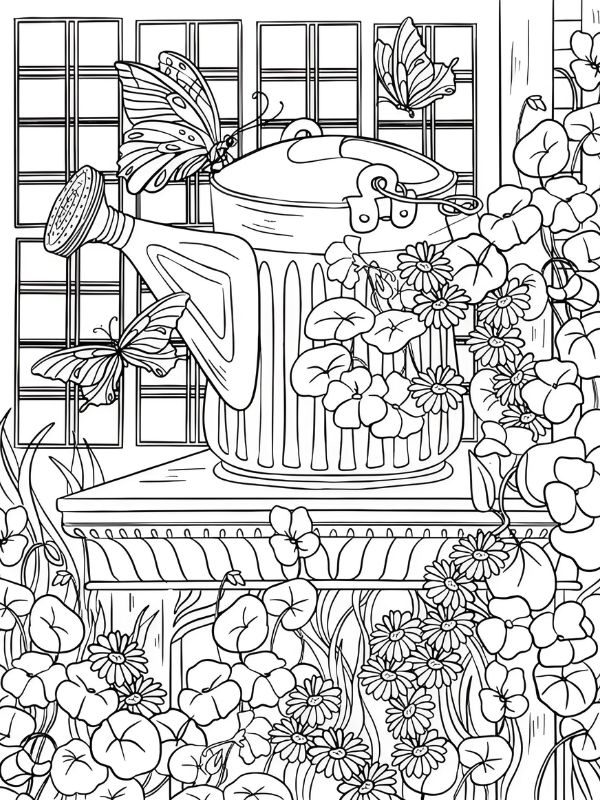 tranh tô màu vườn hoa 8