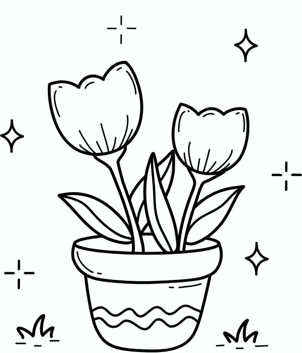 bé tô màu chậu hoa