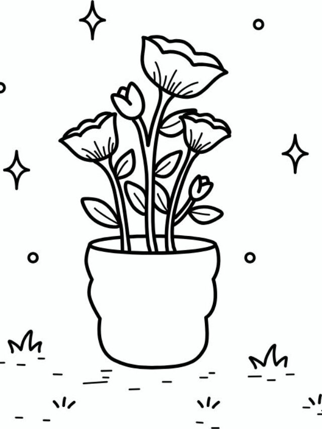 tranh tô màu chậu hoa 10