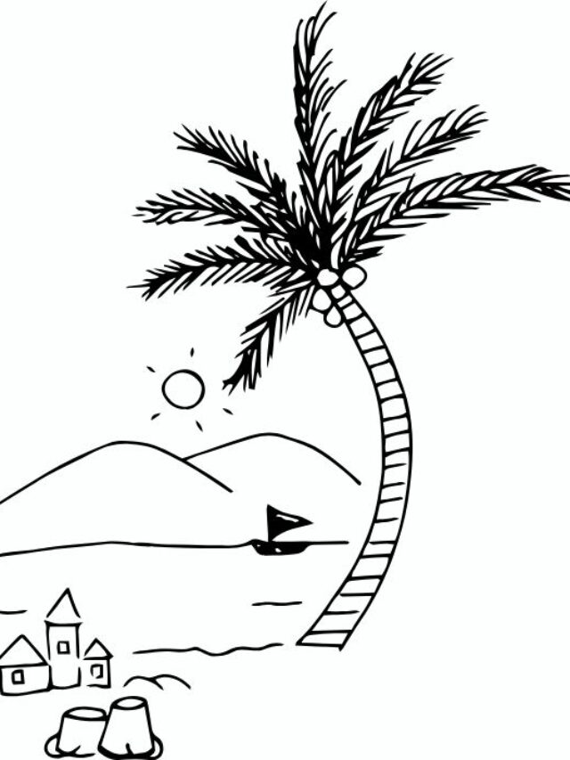 tranh tô màu phong cảnh bãi biển 1