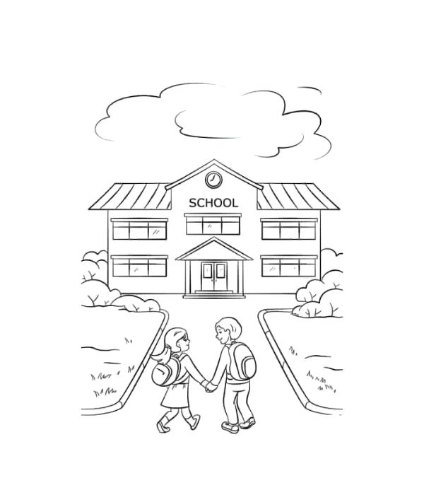 tô màu trường tiểu học 2