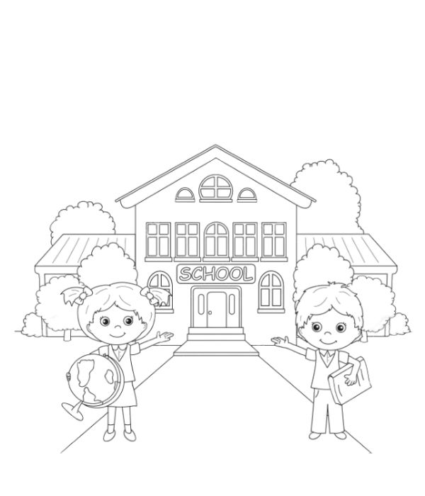 tô màu trường tiểu học 23