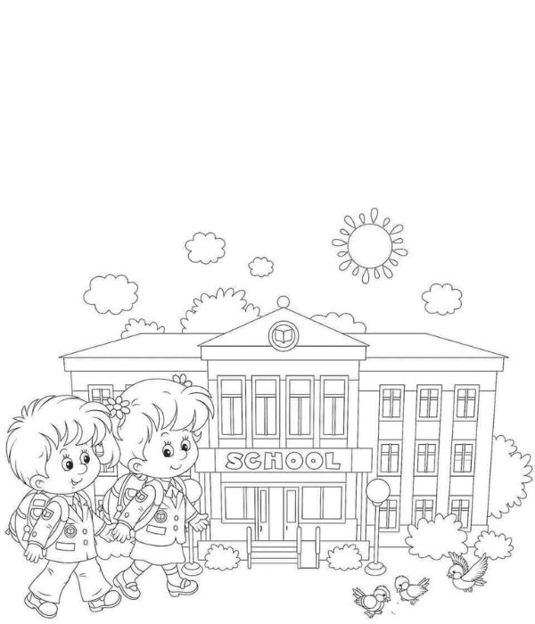tô màu trường tiểu học 3