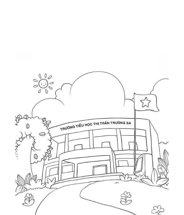 tô màu trường tiểu học 4